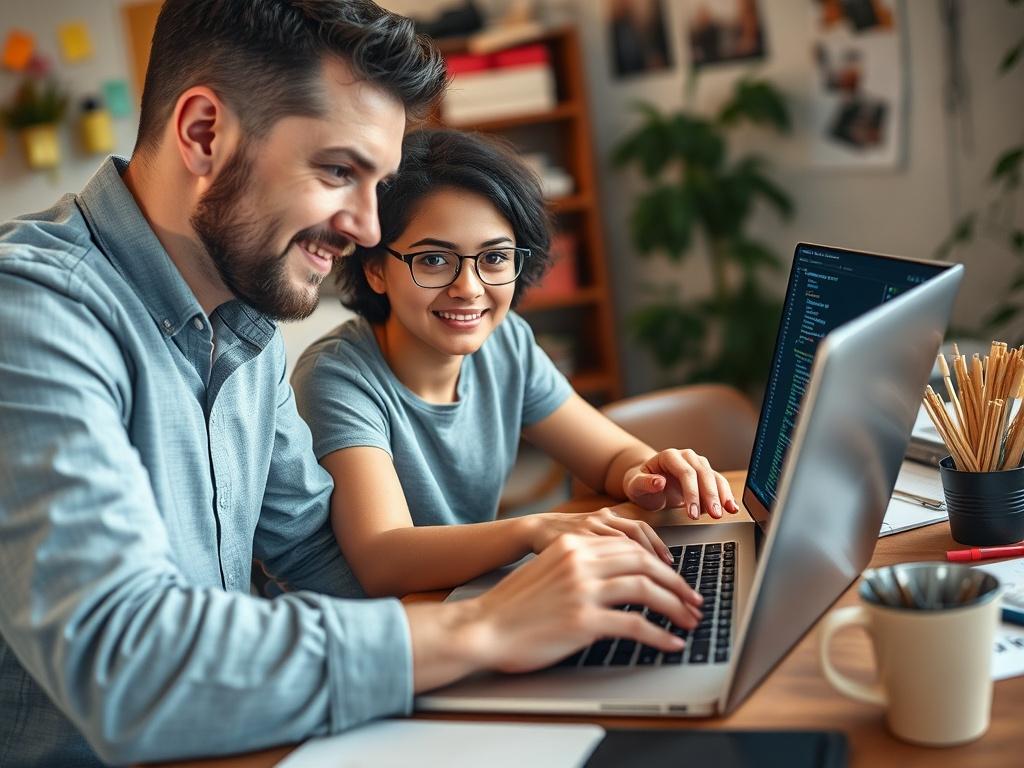 An engaging scene of a mentor and a student collaborating